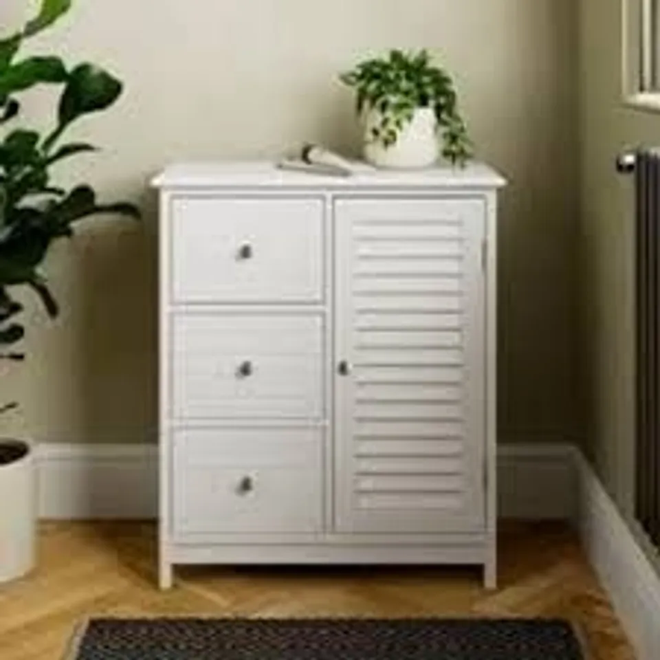 BOXED SCOUT X06B2707 VANITY UNIT WITH DRAWERS APPROXIMATELY 60 X 56 X 34cm GLOSS WHITE (1 BOX)