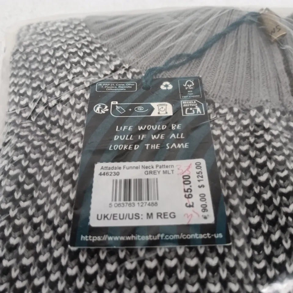 WHITE STUFF ATTADALE FUNNEL NECK PATTER GREY MLT MEDIUM