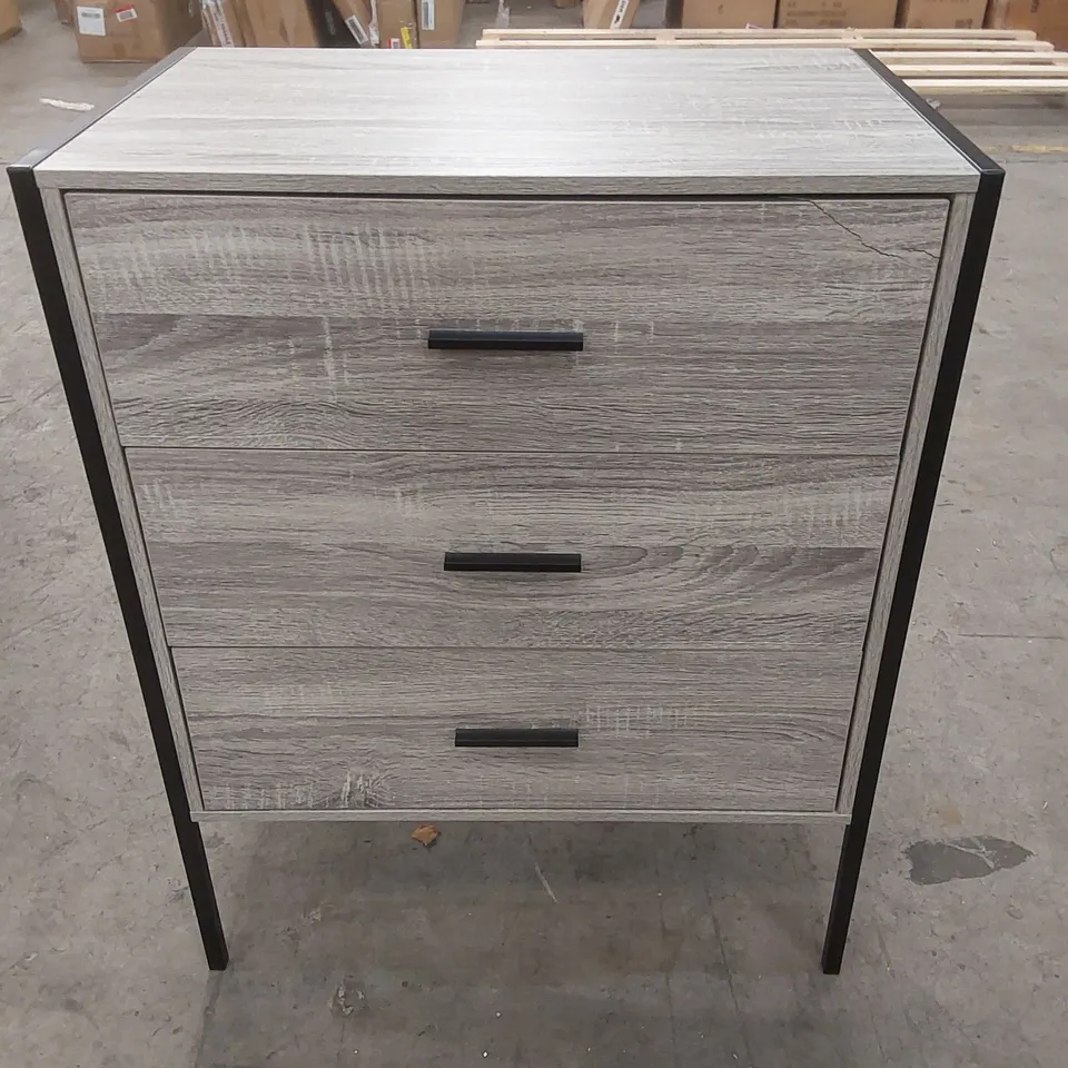 BRROKLYN 3 DRAWER CHEST - GREY WOOD