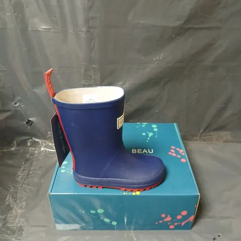 BOXED HOLLY & BEAU RUBBER NAVY RAINBOOTS - KIDS UK 8