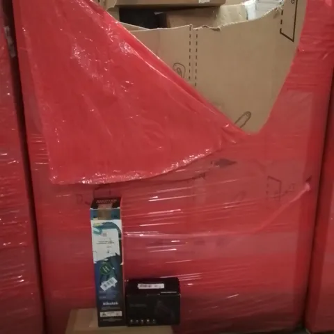 PALLET OF ASSORTED HOUSEHOLD GOODS AND PRODUCTS TO INCLUDE;STEAM CLEANER,TRIPOD,IRON