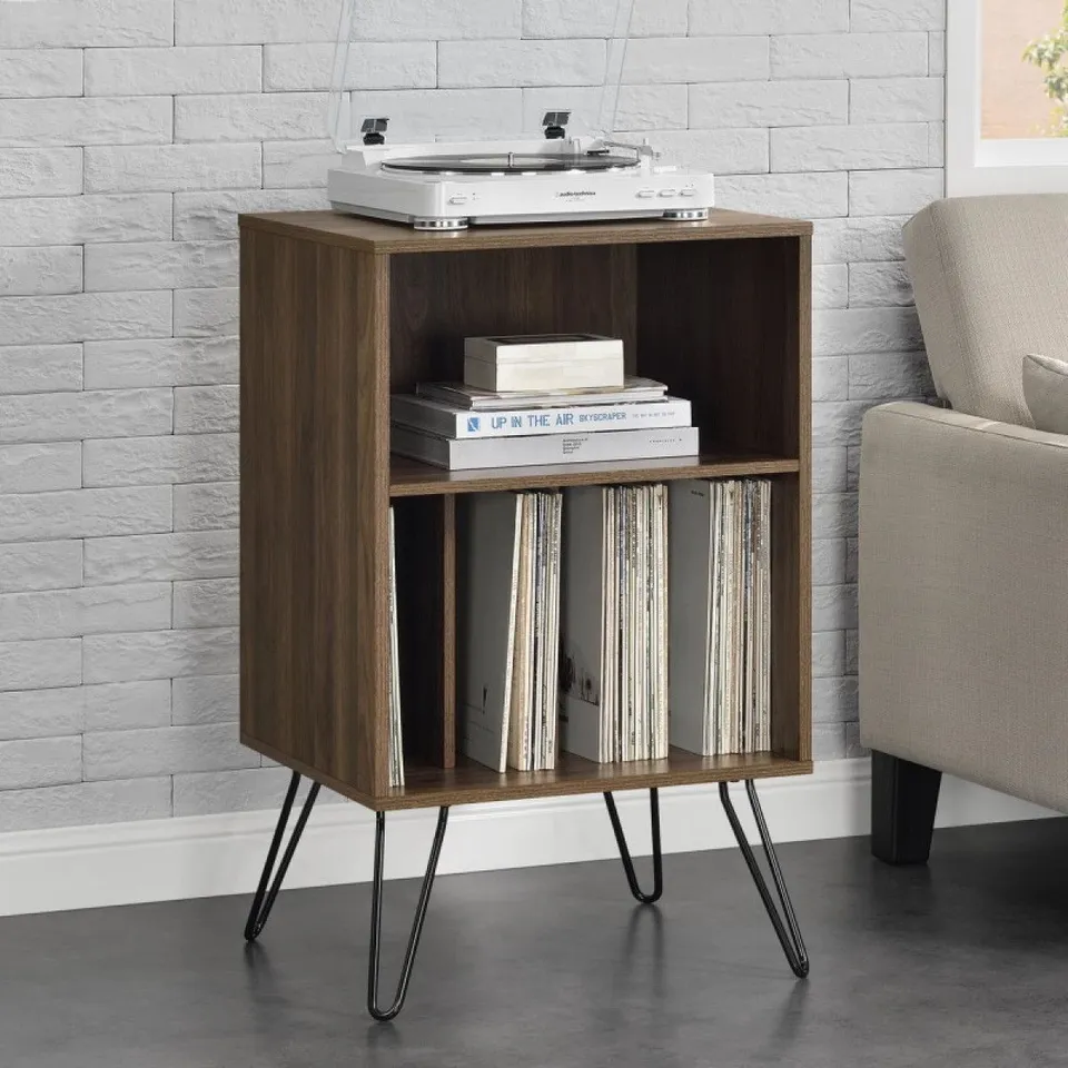 BOXED NOVOGRATZ CONCORD TURNTABLE STAND, SINGLE, WALNUT