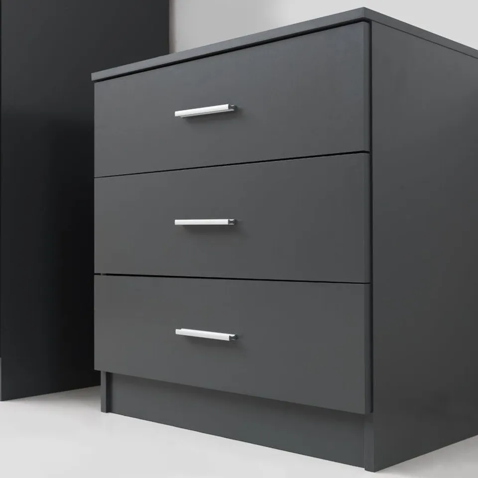 BOXED WILLETTE 3 DRAWER CHEST - DARK GREY