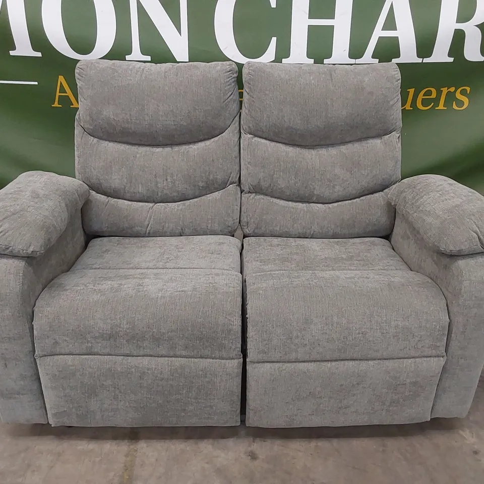 QUALITY DESIGNER OWN 2-SEATER MANUAL RECLINING FABRIC UPHOLSTERED SOFA - GREY