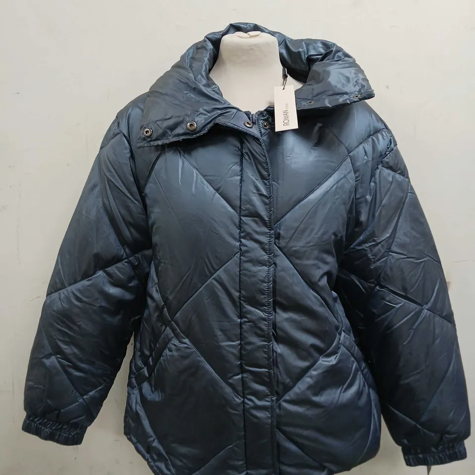 ROMAN DIAMOND QUILTED COAT - SIZE 14