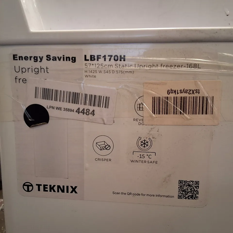 TEKNIX LBF170H 57×125CM STATIC UPRIGHT FREEZER - 168L - WHITE