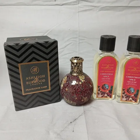 ASHLEIGH BURWOOD LONDON DRAGONS EYE FRAGRANCE LAMP WITH CHRISTMAS SPICE OILS (2 BOTTLES)