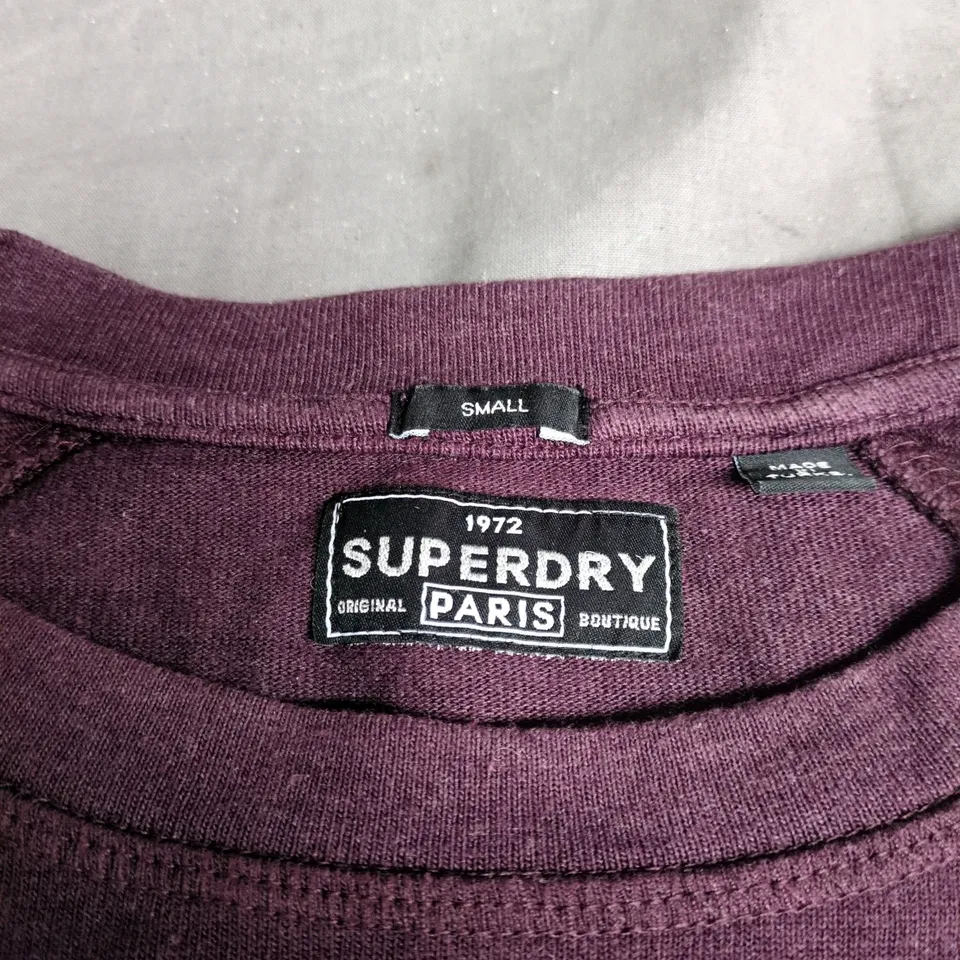 SUPERDRY NEW YORK PURPLE JUMPER, SIZE 2