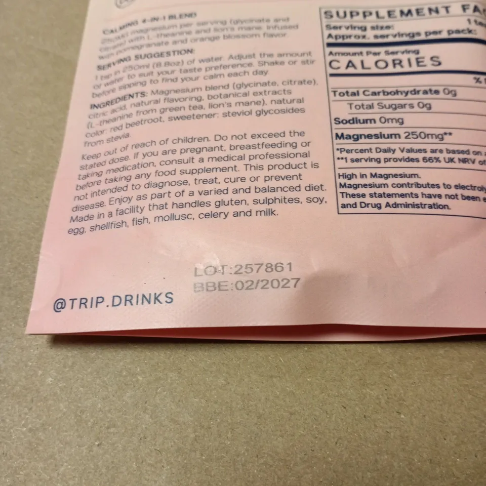 TRIP MINDFUL BLEND 4 IN 1 MAGNESIUM POWDER POMEGRANATE DIETARY SUPPLEMENT 138G