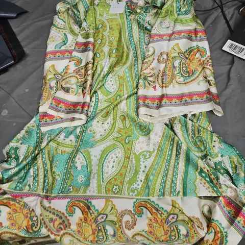 WOMEN'S PAISLEY PRINT MAXI DRESS – GREEN & MULTICOLOR KAFTI