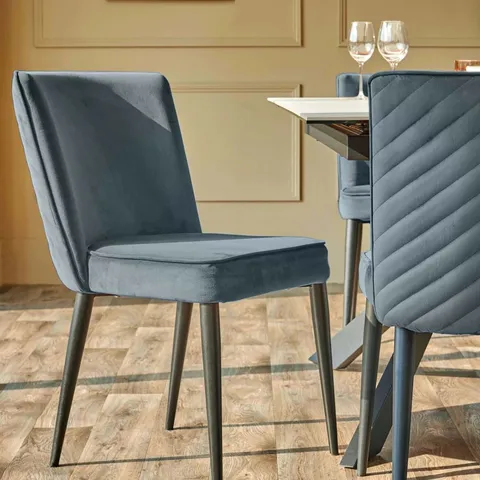 BOXED DANETTI SERENA BLUE GREY VELVET DINING CHAIR