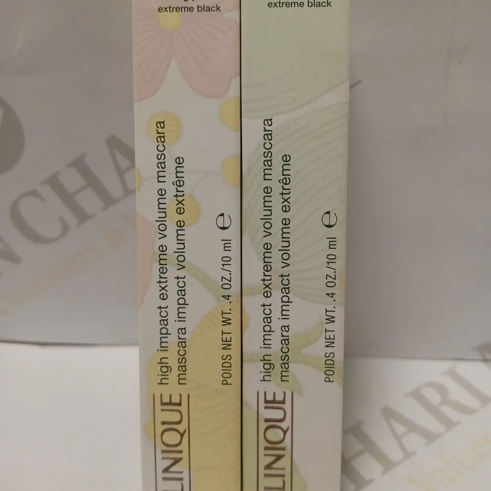 LOT OF 2 CLINIQUE HIGH IMPACT EXTREME VOLUME MASCARAS - 01 EXTREME BLACK