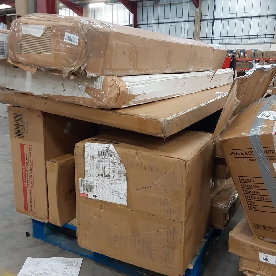 PALLET OF ASSORTED FURNITURE PARTS AND CONSUMER GOODS 