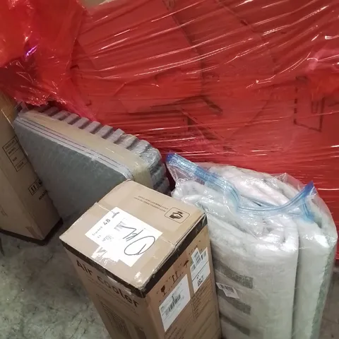 PALLET OF ASSORTED HOUSEHOLD GOODS AND PRODUCTS TO INCLUDE;FOAM MATS,AIR COOLER,AREA RUG