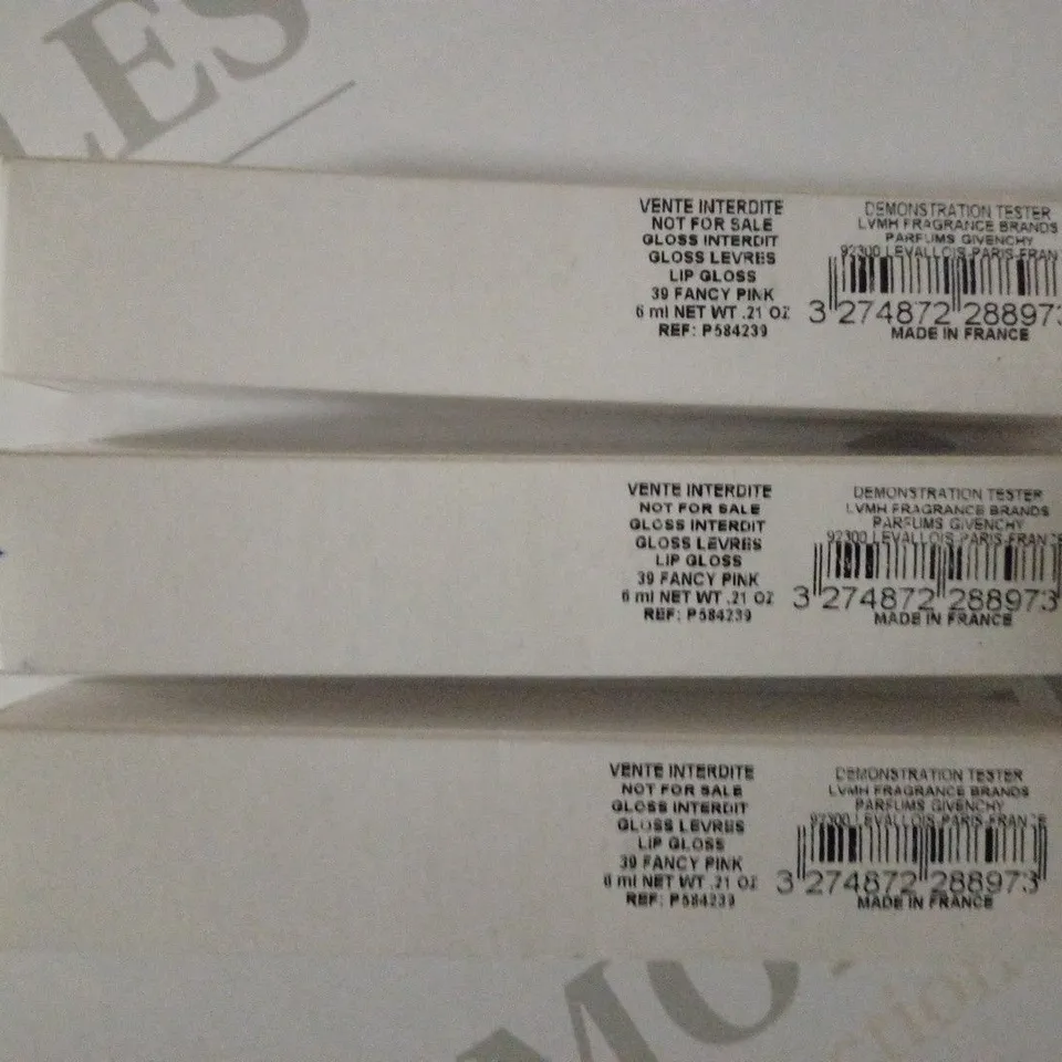LOT OF 3 GIVENCHY LIP GLOSS 6ML, 39 FANCY PINK