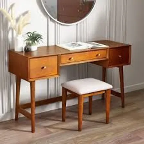 BOXED JULIAN BOWEN LOWRY 3 DRAWER CHERRY ASH WOOD DRESSING TABLE SET - ACORN (1 BOX)