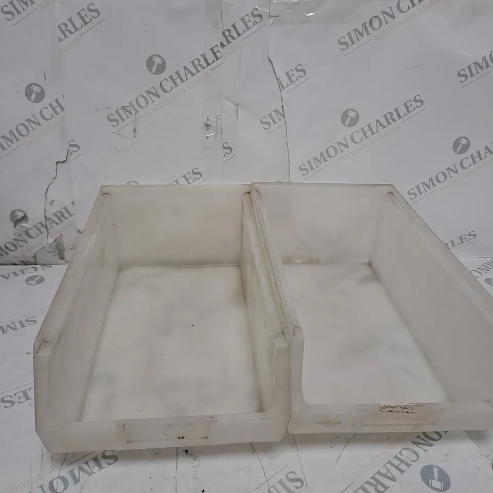 BOX OF ASSORTED WHITE DRAW STORAGE CONTAINERS 