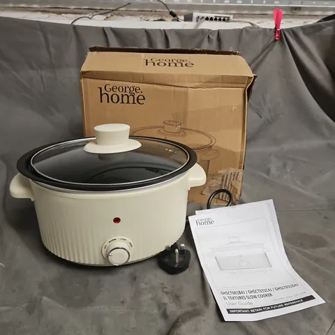 BOXED GEORGE HOME 3L TEXTURED SLOW COOKER IN CREAM - COLLECTION ONLY