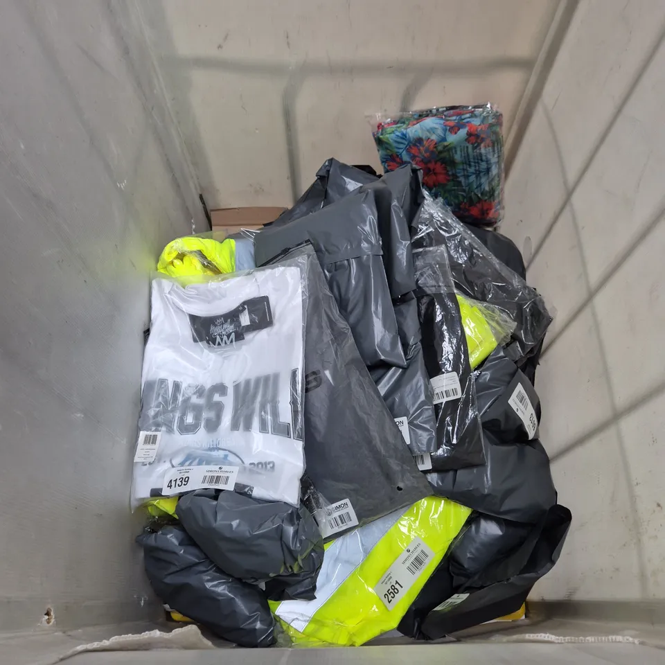 CAGE OF APPROX 20 ASSORTED CLOTHING ITEMS TOO INCLUDE KWD , HI-VIS' , TOKYO LAUNDRY , ETC