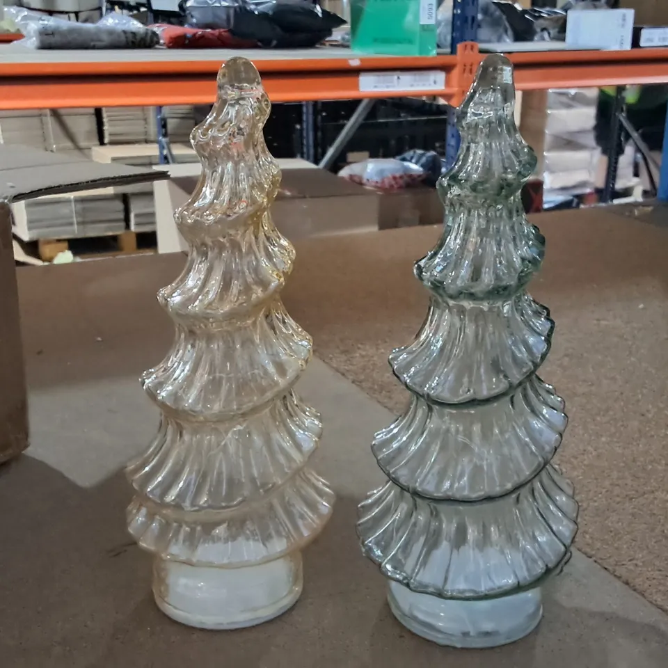 SET OF 2 LIT GLASS TREES - COLLECTION ONLY