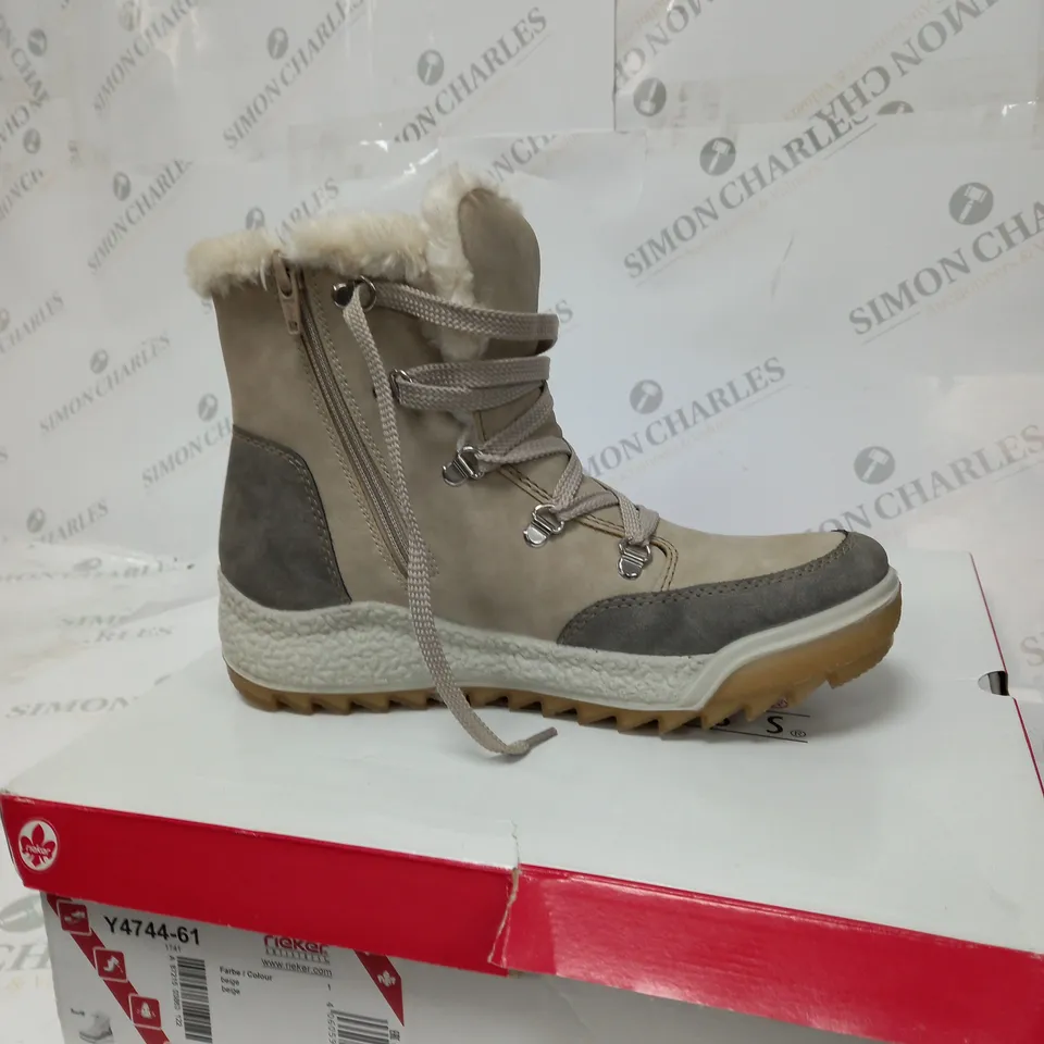 BOXED PAIR OF RIEKER BOOTS SIZE EUR 39