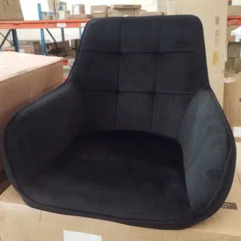BOXED DANYL SET OF TWO BLACK VELVET SWIVEL DINING CHAIRS