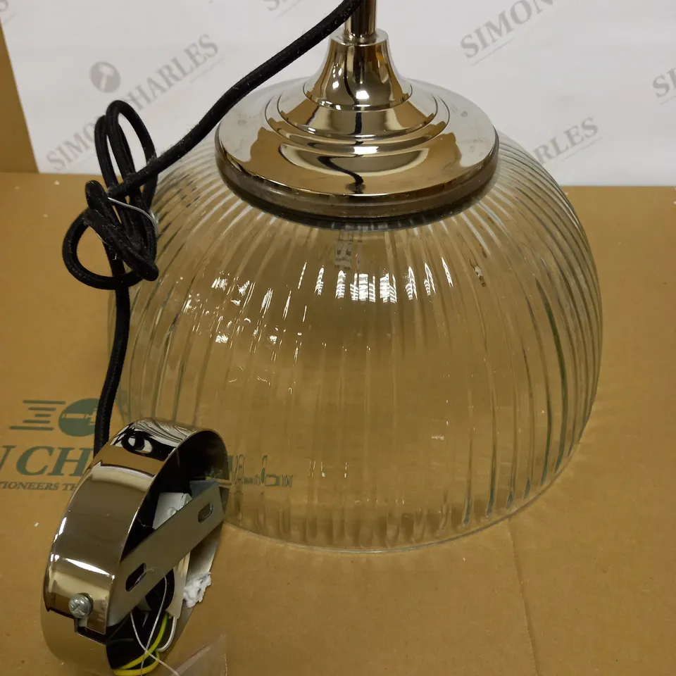 DAR LIGHTING YAMBOL PENDANT POLISHED NICKEL CLEAR GLASS LIGHT FIXTURE