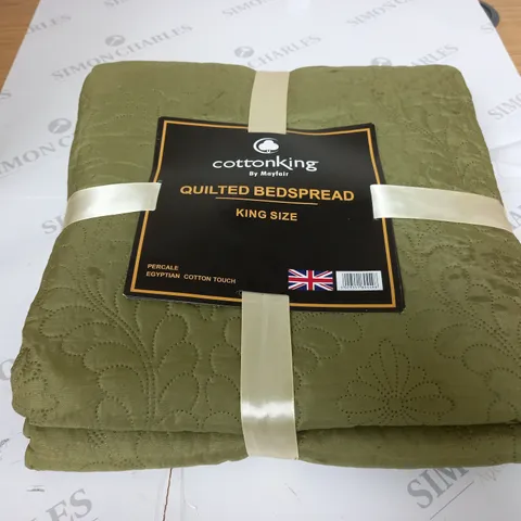 MAYFAIR COTTONKING QUILTED BEDSPREAD KING SIZE GREEN