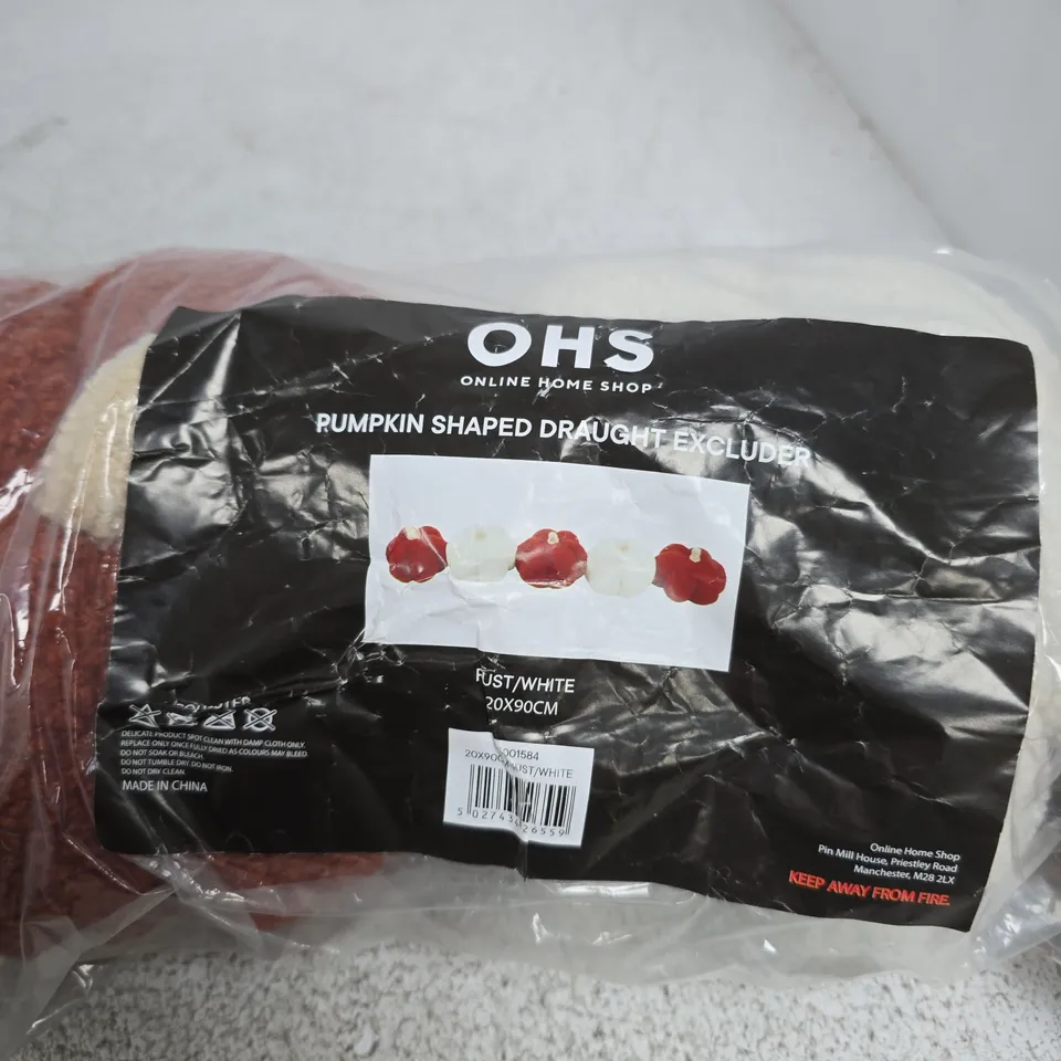 OHS PUMPKIN SHAPED DRAUGHT EXCLUDER RUST/WHITE - 20X90CM