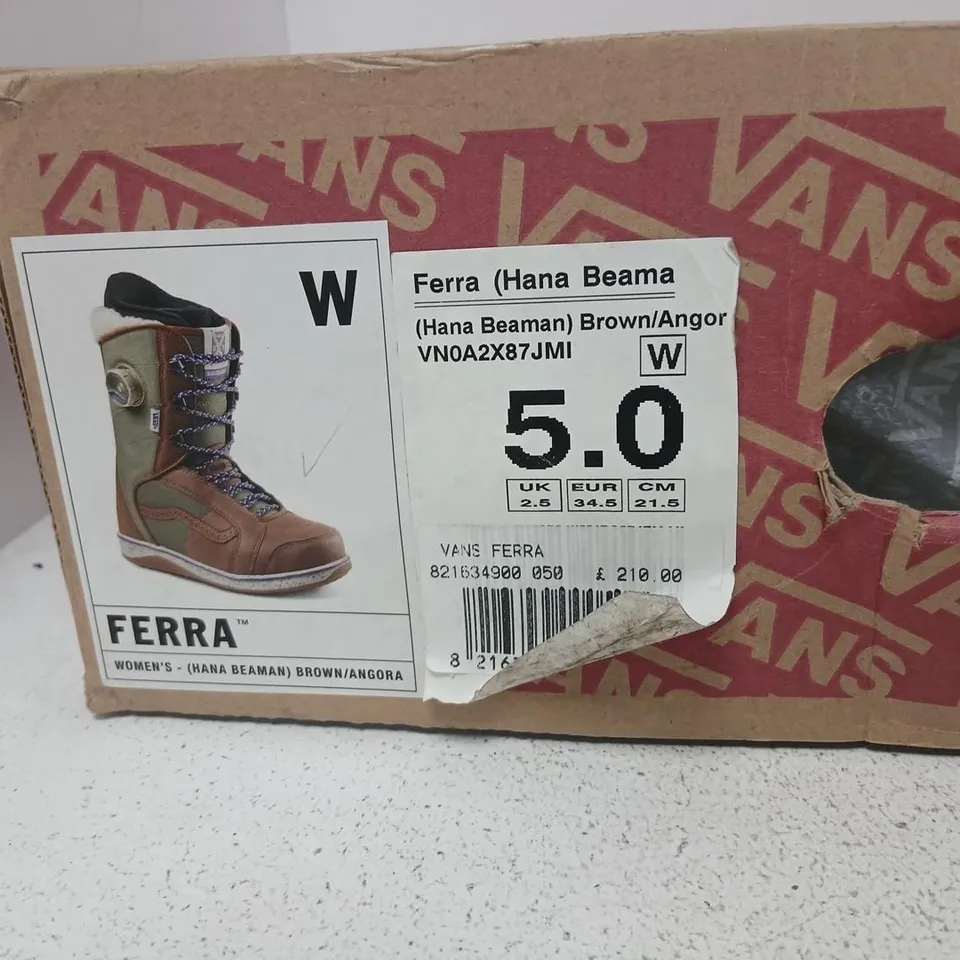 VANS FERRA (HANA BEAMAN) BROWN/ANGORA WOMEN'S BOOTS UK 2.5
