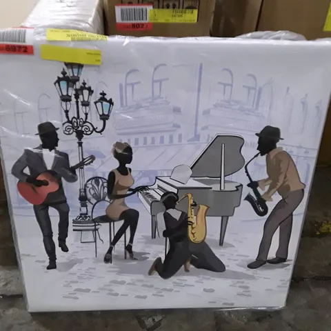 WRAPPED JAZZ BAND MUSIC STREET PICTURE - WRAPPED CANVAS