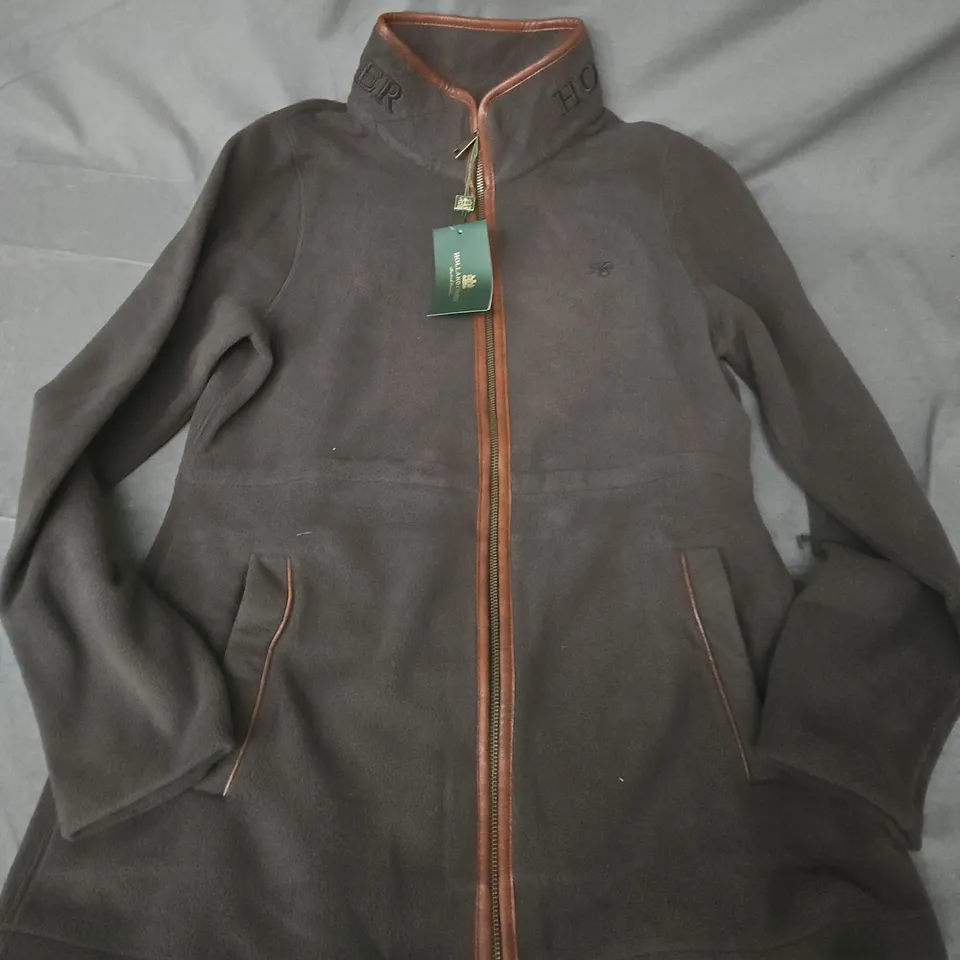 HOLLAND COOPER COUNTRY LONGLINE FLEECE JACKET – KHAKI, SIZE M