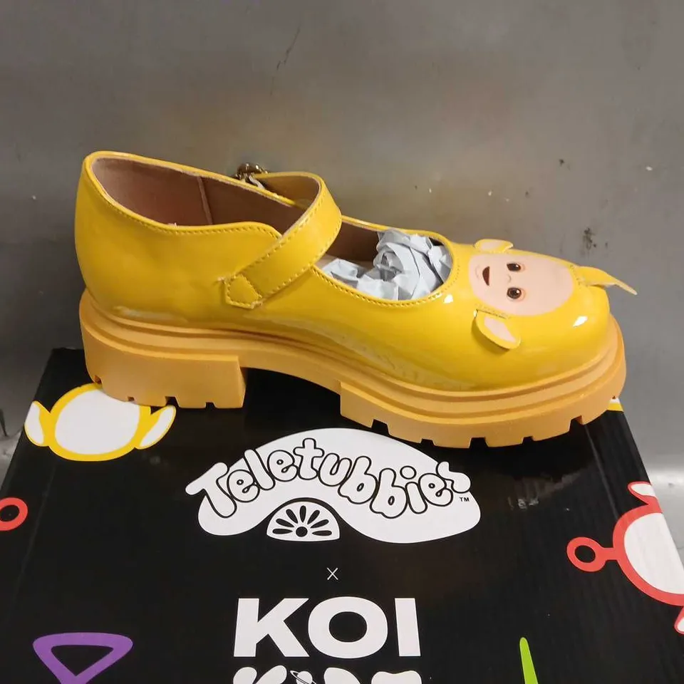 BOXED TELETUBBIES X KOI LA LA TELETUBBIES KIDZ MARY JANES YELLOW SIZE 2