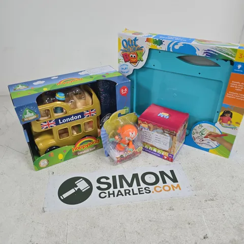 APPROXIMATELY 15 ASSORTED TOYS & GAMES PRODUCTS TO INCLUDE BUSY LITTLE HAMSTER, FART NINJAS, ELC HAPPYLAND LONDON BUS, ETC