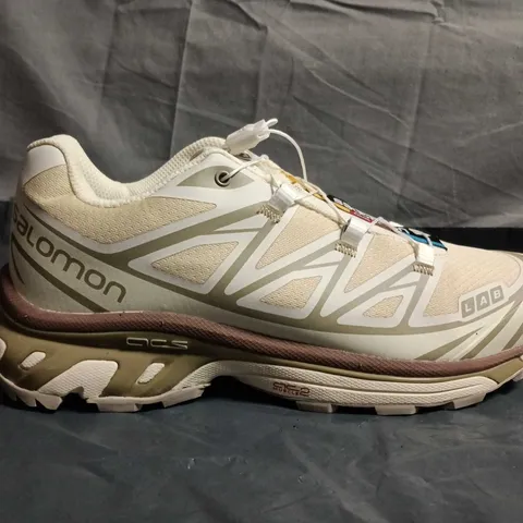 UNBOXED PAIR OF SALOMON S-LAB TRAIL RUNNING SHOES – BEIGE/OFF-WHITE - UK SIZE 7.5