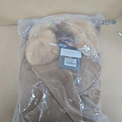19V69 CAPPOTTO CON PELLICCIA FAUX FUR TRIM COAT IN CARAMEL - SIZE XL