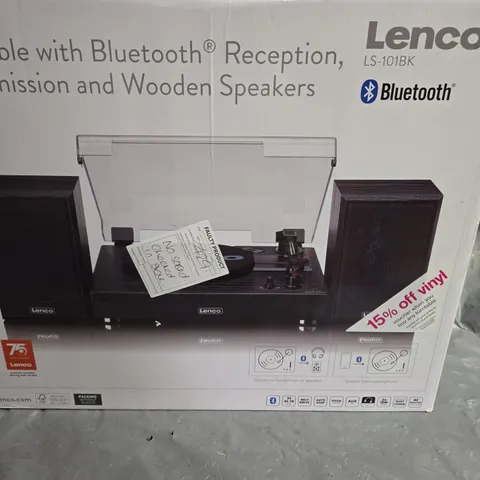 LENCO LS-10BK TURNTABLE WITH BLUETOOTH RECEPTION, TRANSMISSION AND WOODEN SPEAKERS