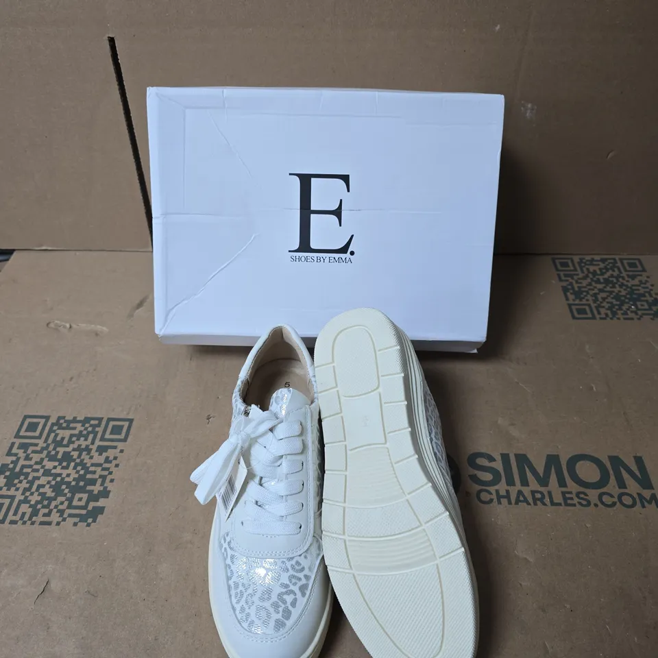 E. SHOES BY EMMA WHITE SNEAKERS – LEOPARD PRINT PANELS, UK SIZE 5 