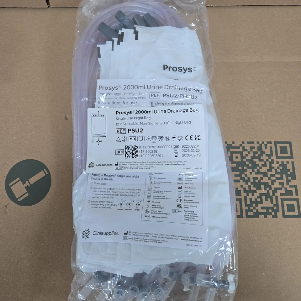 APPROX 10 PROSYS 2000ML URINE DRAINAGE BAGS 