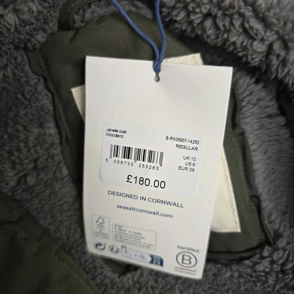 SEASALT CORNWALL JANELLE COAT – WOODLAND OLIVE, UK 10 (US 6, EU 38)