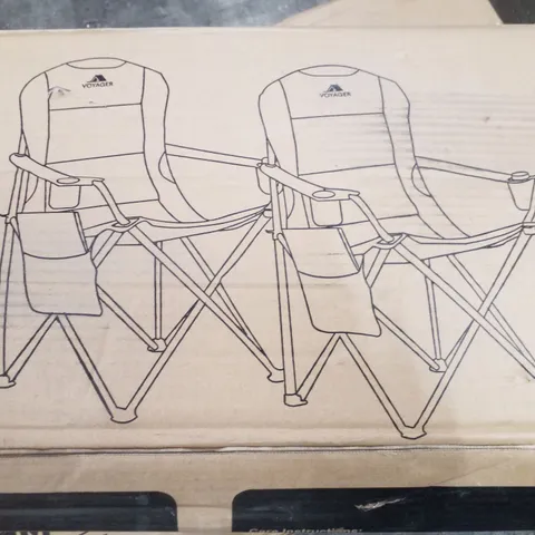 BOXED VOYAGER SET OF 2 PADDED CAMPING CHAIRS - GREY
