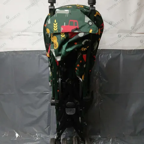 PUSHCHAIR IN TRACTOR PRINT IN GREEN - COLLECTION ONLY