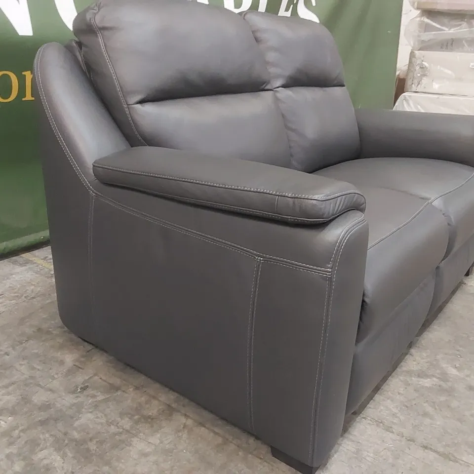 QUALITY DESIGNER ITALIAN MADE LEATHER AVILA LOVESEAT - DARK GREY