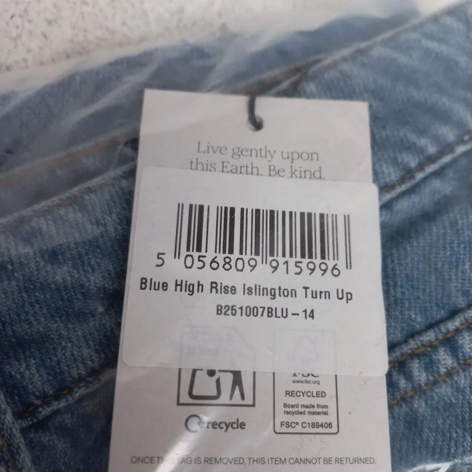NOBODY'S CHILD BLUE HIGH RISE ISLINGTON TURN UP JEANS – WOMEN'S SIZE 14