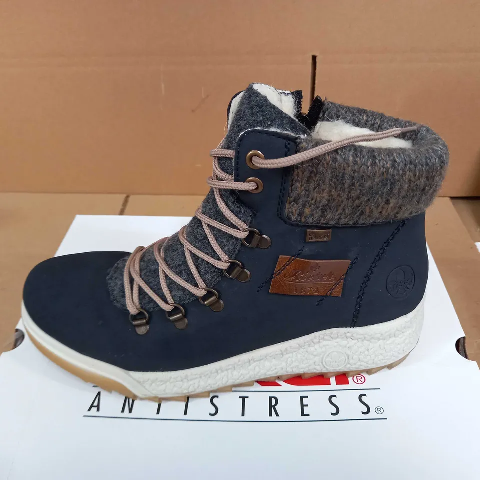 RIEKER LACE UP NAVY BOOTS - SIZE 6.5
