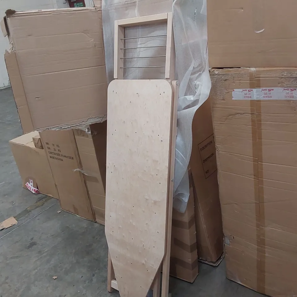 BOXED DESIGNER FOLDING WOODEN IRONING BOARD 