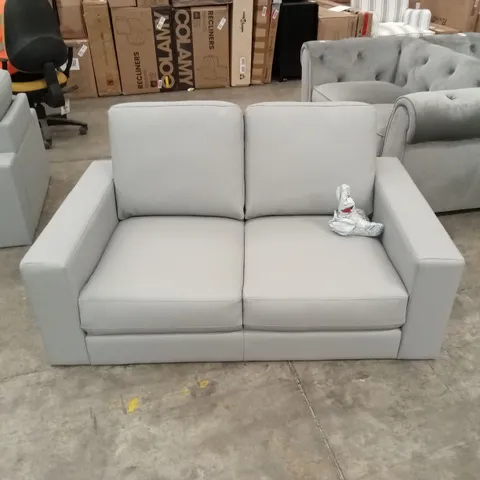 BALTIMORE 2 SEATER SOFA, LIGHT GREY PREMIUM FAUX LEATHER