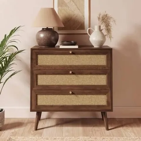 BOXED JORDYN 3 DRAWER CHEST - WALNUT EFFECT (1 BOX)