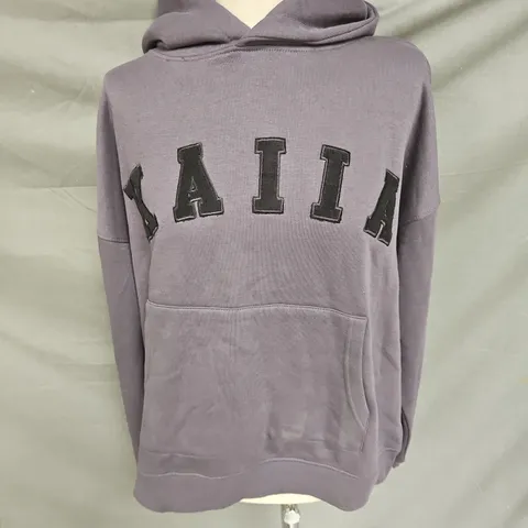 KAIIA SLOGAN OVERSIZED HOODIE IN DARK GREY SIZE 8