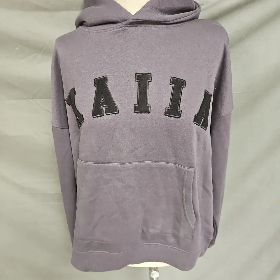 KAIIA SLOGAN OVERSIZED HOODIE IN DARK GREY SIZE 8